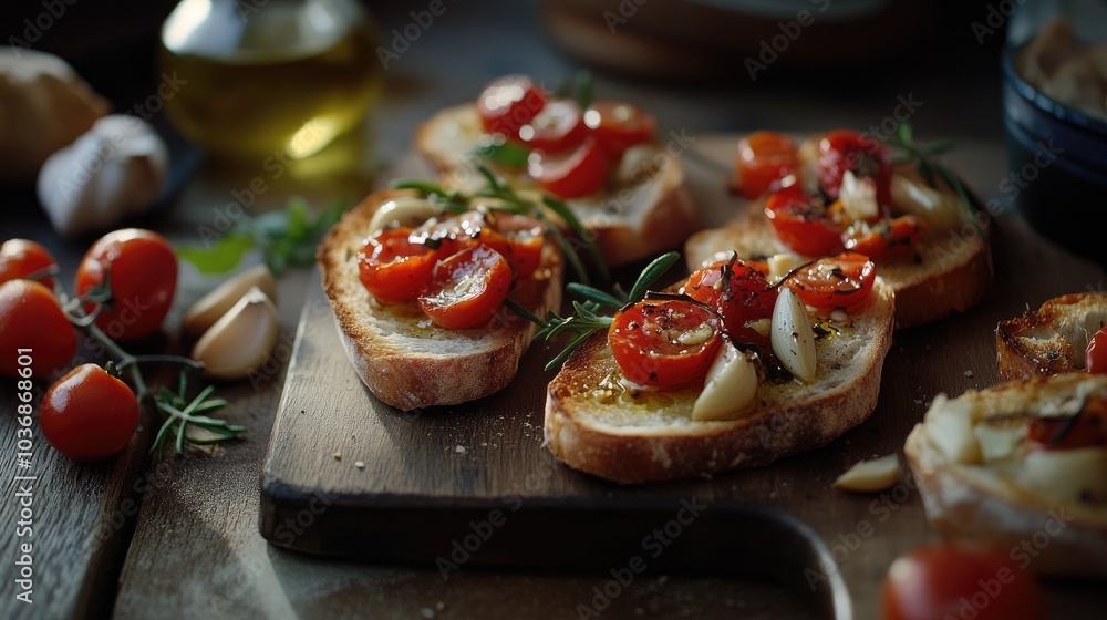 Cozy Ciabatta Slices with Fresh Tomatoes and Garlic Cozy Ciabatta Slices with Fresh Tomatoes and Garlic
