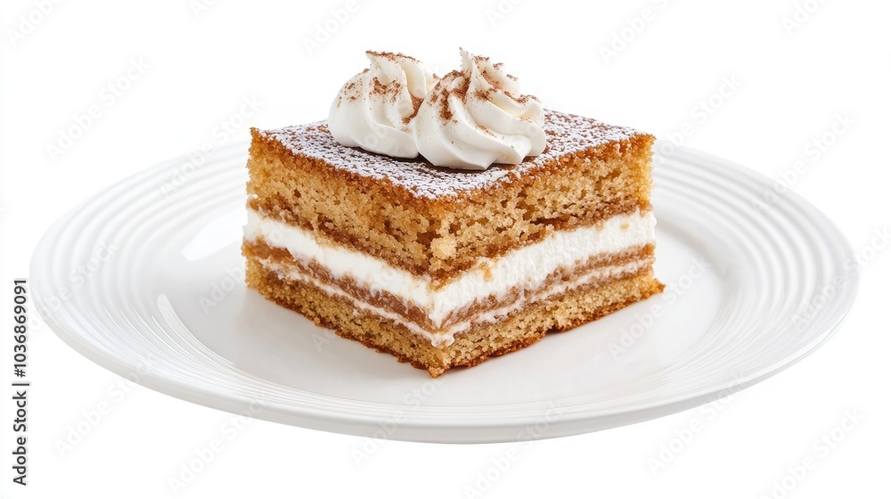 Delightful Slice of Honey Cake on White Plate Delightful Slice of Honey Cake on White Plate