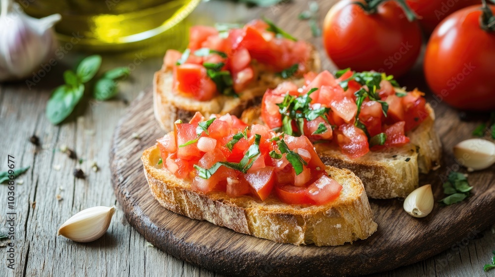 Delicious Ciabatta Bruschetta with Fresh Ingredients Delicious Ciabatta Bruschetta with Fresh Ingredients