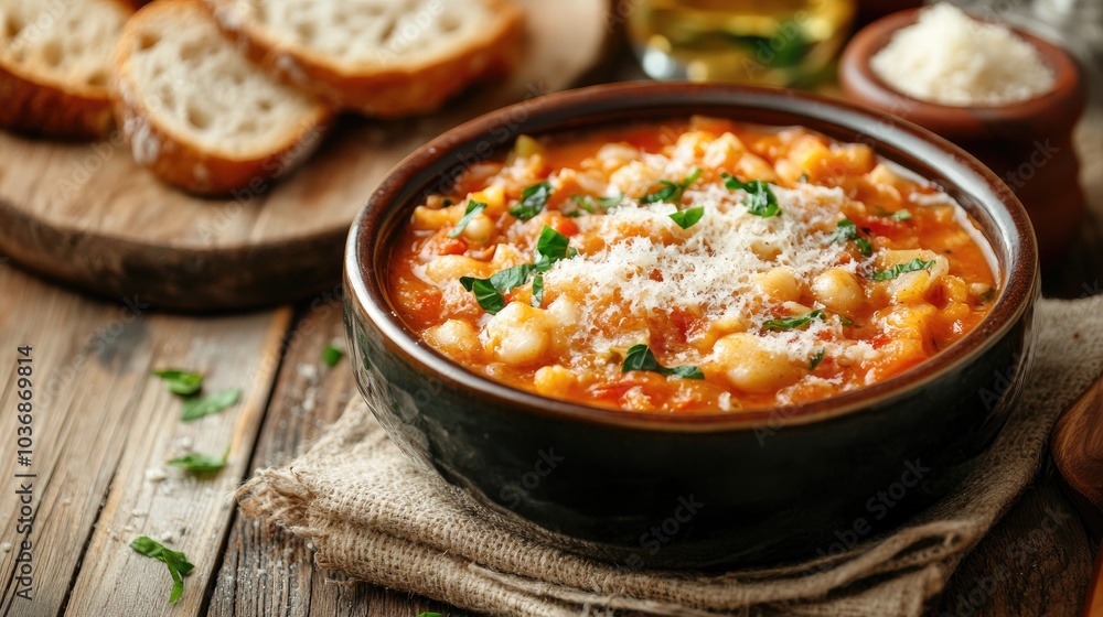 Rustic Ribollita Soup with Fresh Ingredients and Bread Rustic Ribollita Soup with Fresh Ingredients and Bread