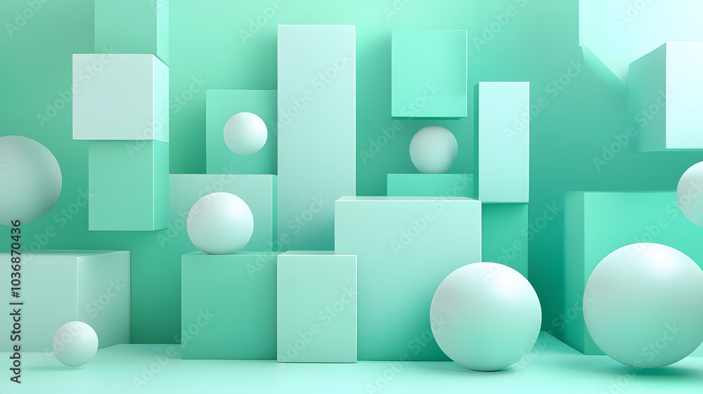 Modern mint abstract business background, minimal geometric shape design, 3d illustration Modern mint abstract business background, minimal geometric shape design, 3d illustration
