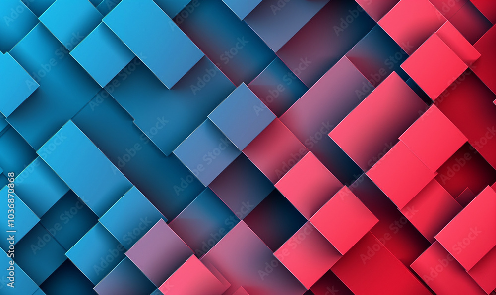 Abstract geometric background with a red and blue gradient cube pattern, vector illustration design for a banner, wallpaper Abstract geometric background with a red and blue gradient cube pattern, vector illustration design for a banner, wallpaper