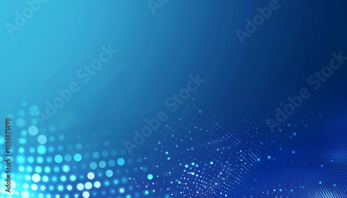 Blue background with pixel dots, gradient effect, technology or digital concept design