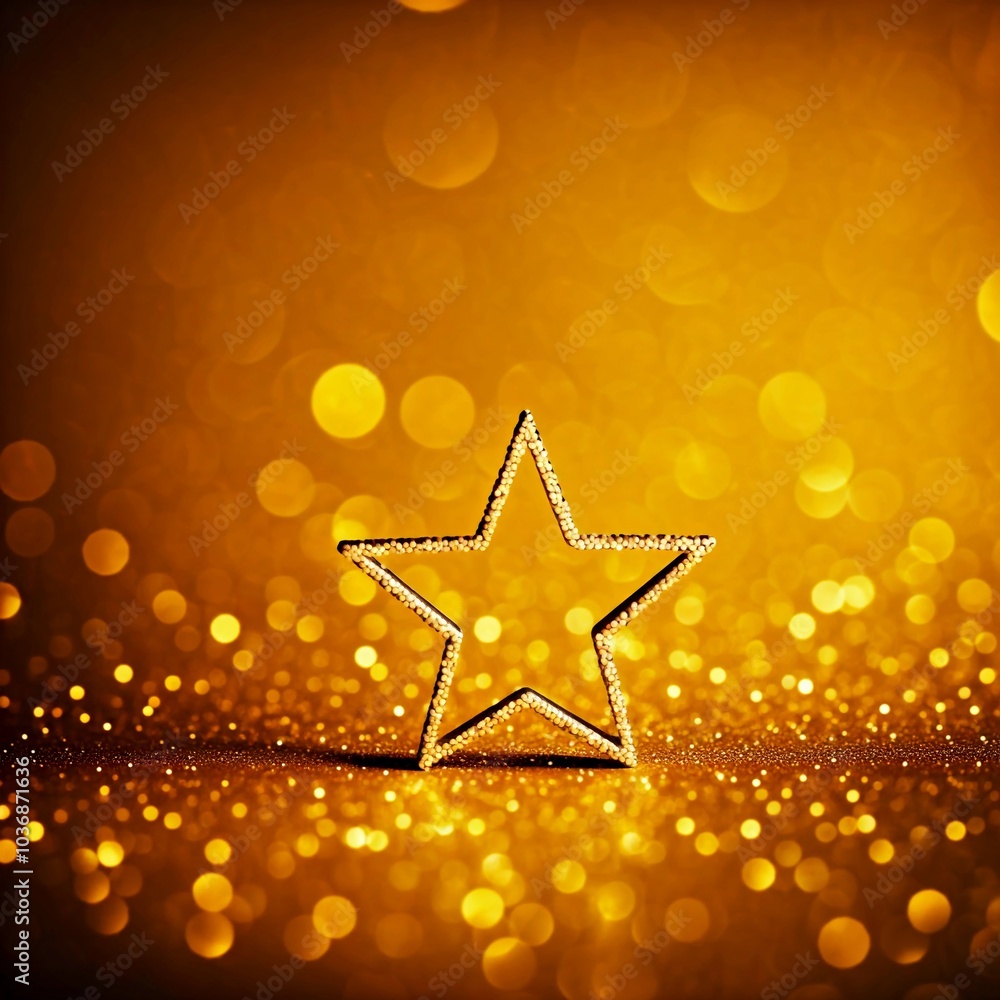 A large Golden color Star against a sparkling background A large Golden color Star against a sparkling background