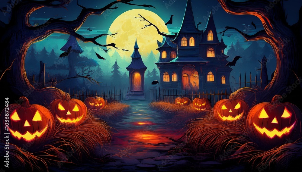 Fototapeta premium halloween background with pumpkin