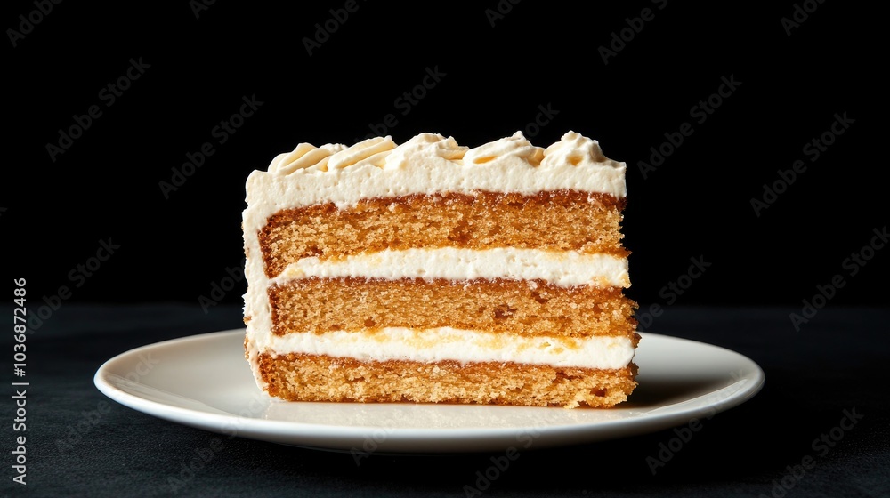 Rich Golden Honey Cake Slice with Cream Layers Rich Golden Honey Cake Slice with Cream Layers