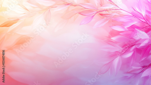 soft and dreamy background featuring delicate pink and orange leaves, creating serene and tranquil atmosphere. gentle gradient enhances calming effect, perfect for various creative projects