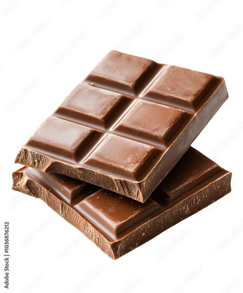 Delicious chocolate bars stacked on a white isolated background. Delicious chocolate bars stacked on a white isolated background.