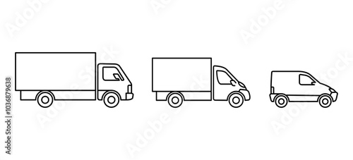 Transportation for delivery service icon set in thin line