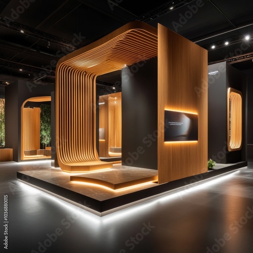 Futuristic Exhibition Booth with Modern Lighting Design