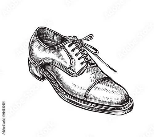 Handmade Shoe Vector Sketch Illustration Dress shoes Oxfords Man shoe