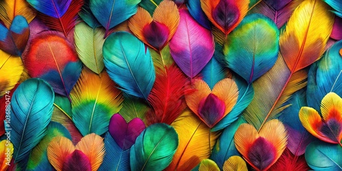 Wallpaper Mural Elegant seamless pattern of overlapping feather hearts, ideal for textile design, modern apparel, and trendy accessories, blending nature's beauty with contemporary fashion aesthetics. Torontodigital.ca