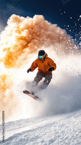 Winter Sports Action: Snowboarder and Skier in High-Flying Motion