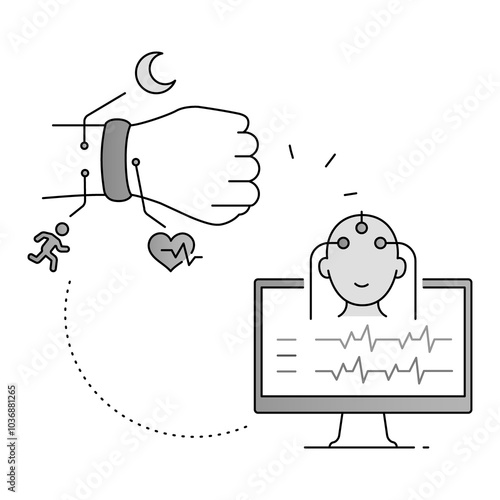 Biofeedback and Wearable Technology Icon. Smart Device Health Tracking – Vector Illustration for Digital Health Concepts