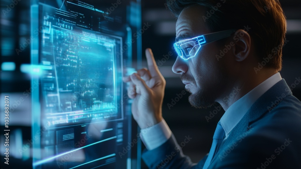 Futuristic Technology Interaction with Glasses Futuristic Technology Interaction with Glasses