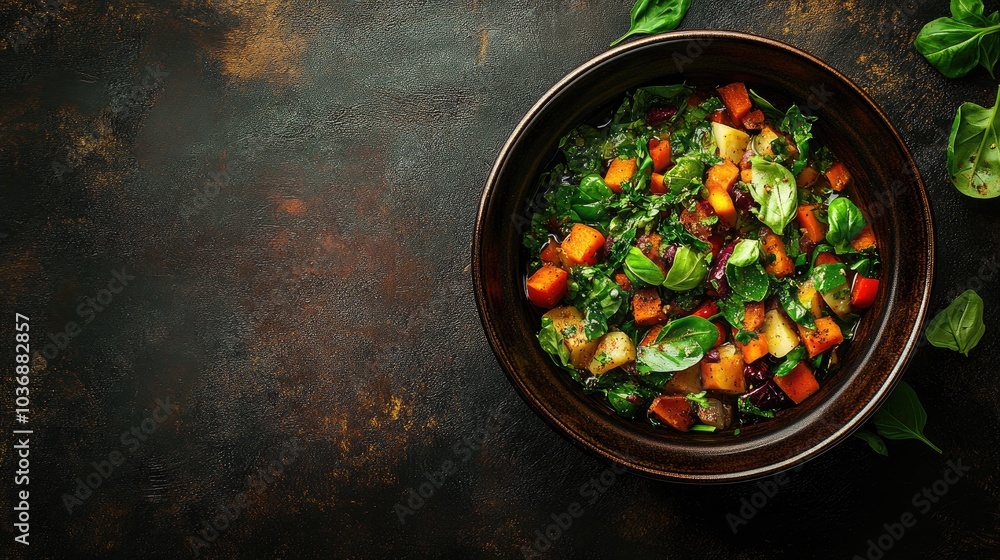 Vibrant Overhead View of Ribollita Bowl Vibrant Overhead View of Ribollita Bowl