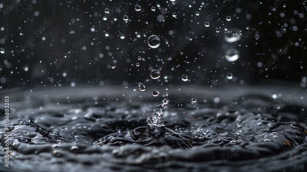 Close-Up of Water Droplet Splashing Into Boiling Water Creating Ripples Close-Up of Water Droplet Splashing Into Boiling Water Creating Ripples