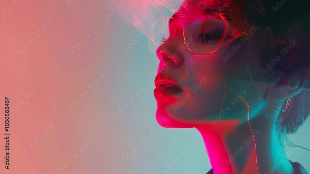Woman in Neon Lights: A Portrait of Style and Beauty Woman in Neon Lights: A Portrait of Style and Beauty
