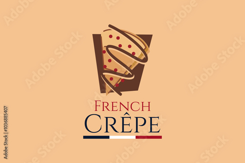 French Crepe or crêpes logo vector illustration. vector logo for crepe vendor, food stall, and food stand.