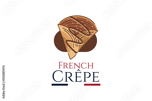 French Crepe or crêpes logo vector illustration. vector logo for crepe vendor, food stall, and food stand.