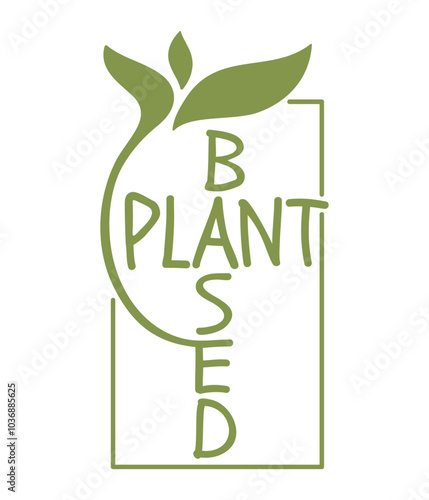 Plant-based calligraphic vertical stamp food labeling