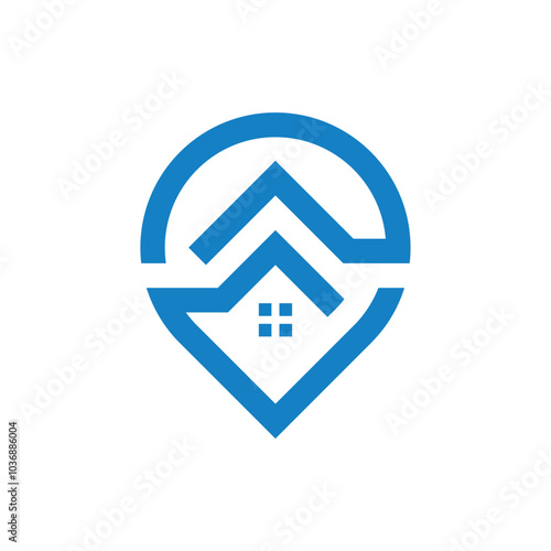 House with map concept or location logo design