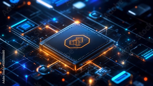 Digital Wallet Icon on Circuit Background