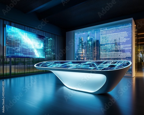 Modern Tech Exhibition Booth with Digital Displays