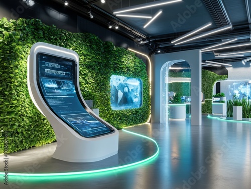 Futuristic Exhibition Space with Digital Displays