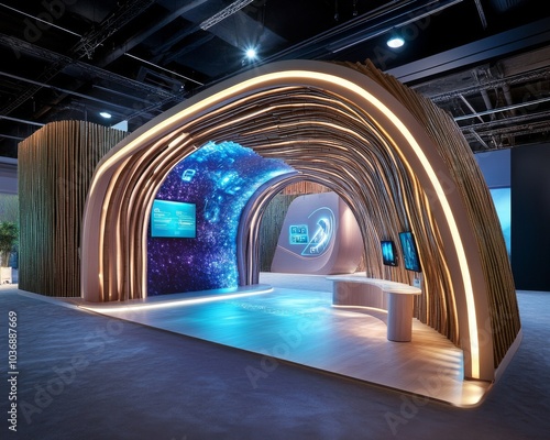 Modern Exhibition Space with Earth Tones and Sleek Design