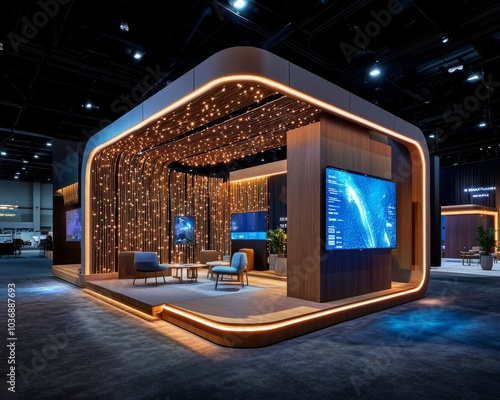 Modern Exhibition Booth with Sleek Lighting Design