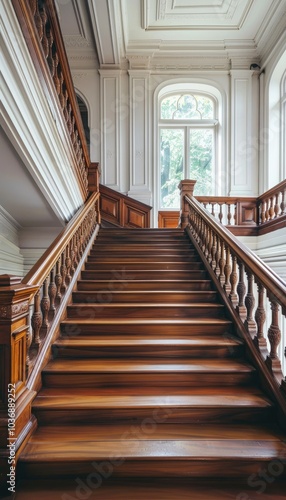 Ornate Wooden Staircase in a Classic Interior