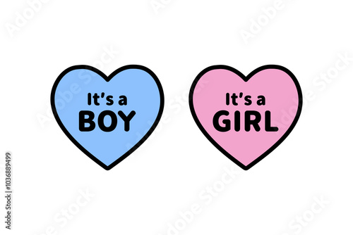 It's a boy and girl heart icon. Pregnancy, newborn baby, gender reveal, party celebration concepts. Colored outline decorative vector design isolated illustration.