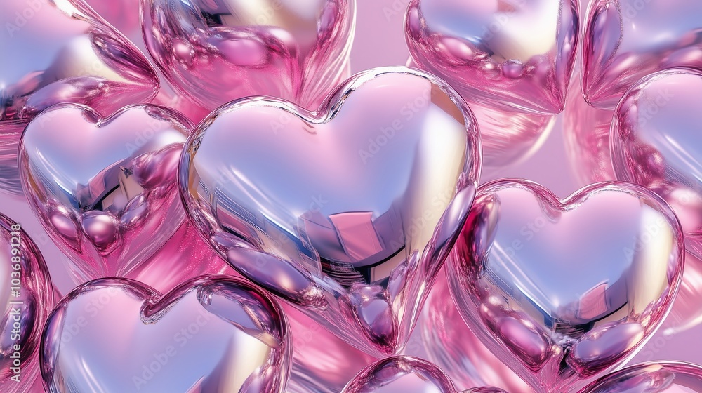 A Beautiful Display of Shiny Pink Heart Shapes for Love Themes A Beautiful Display of Shiny Pink Heart Shapes for Love Themes