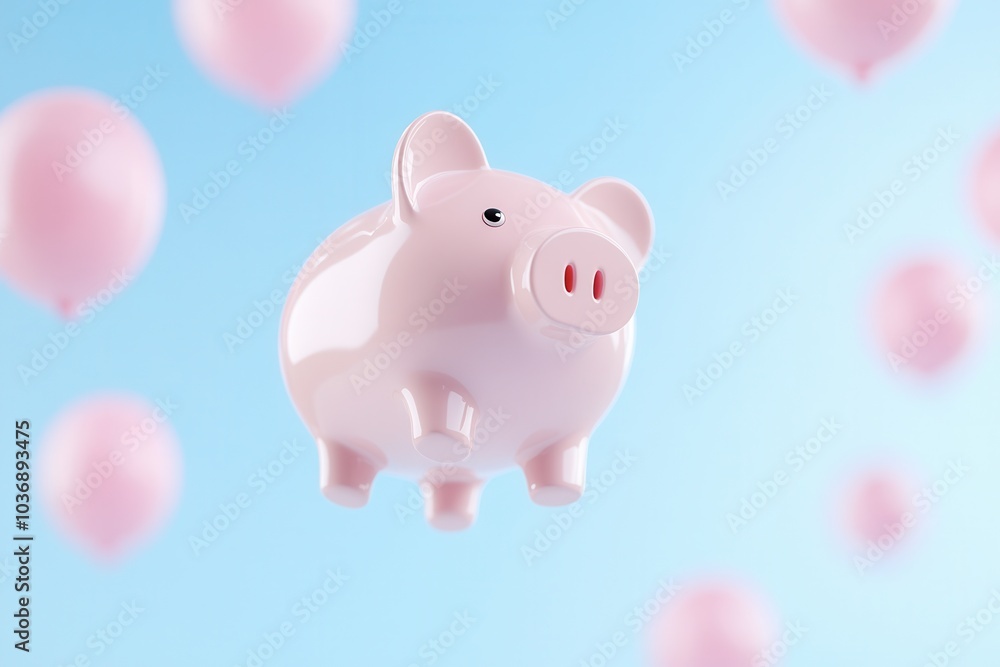 Balloon piggy banks flying away: inflation and high-risk investments concept Balloon piggy banks flying away: inflation and high-risk investments concept