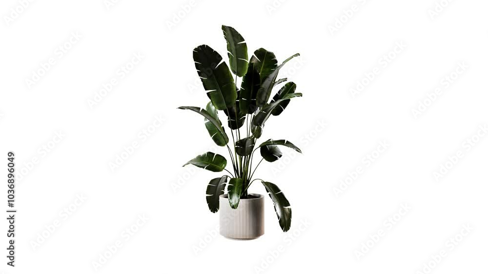 3d render, rotation green plant in white pot isolated, interior decor, green ecology future 3d render, rotation green plant in white pot isolated, interior decor, green ecology future