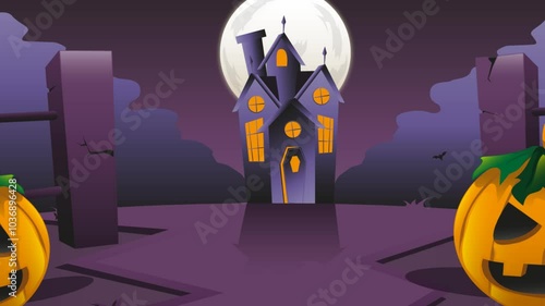 halloween background with pumpkin and bats