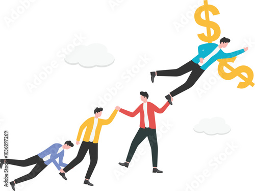 Lead your team to make money, get rich, increase your income or profit, lead or guide people to invest,
