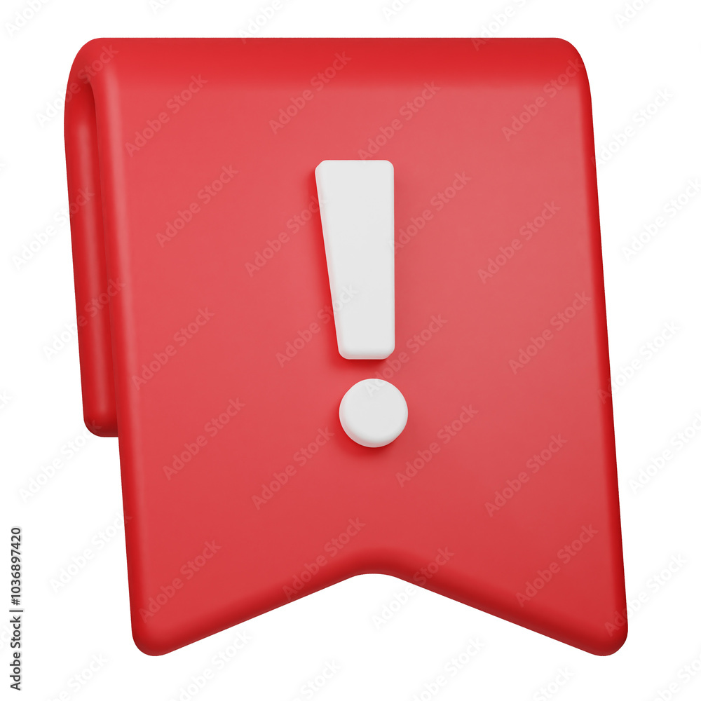 alert bookmark 3d icon isolated on the white background alert bookmark 3d icon isolated on the white background