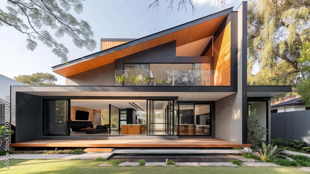 The front and interior designs of the residence The front and interior designs of the residence