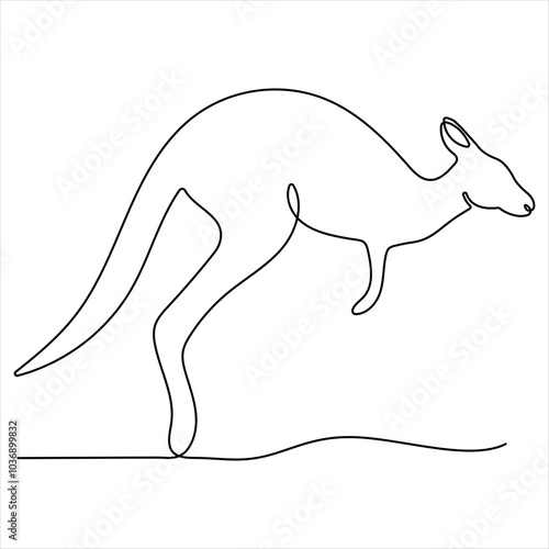 Single line continuous drawing of kangaroo simple vector of standing kangaroo line art illustration