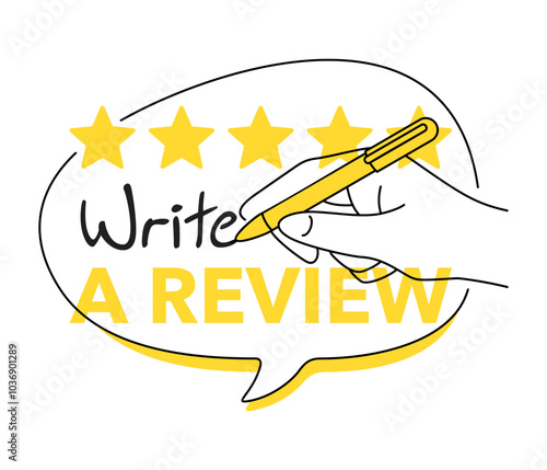Write a Review banner - motivation for customer in drawn doodle style