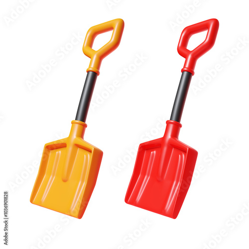 yellow and red shovel