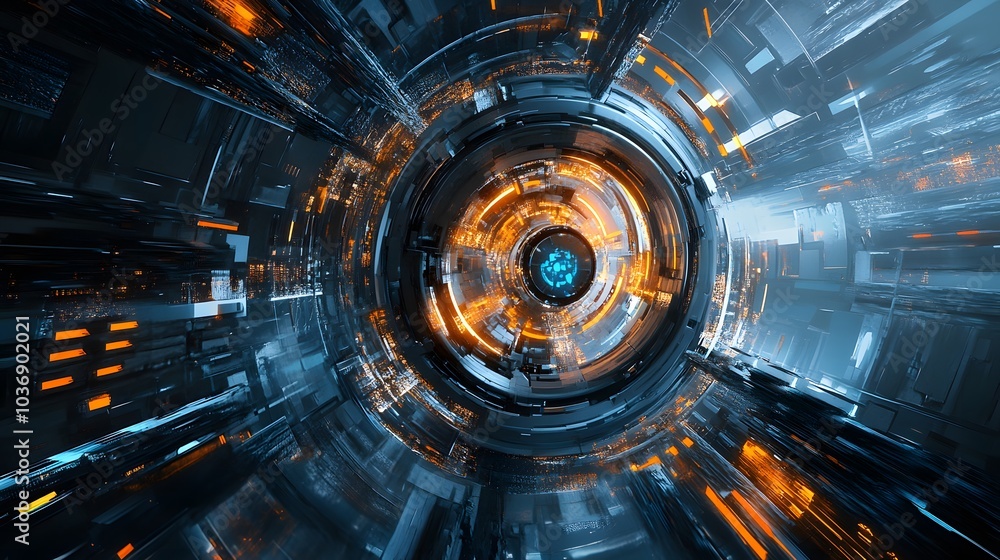 Fototapeta premium Automation concept with abstract high speed technology 