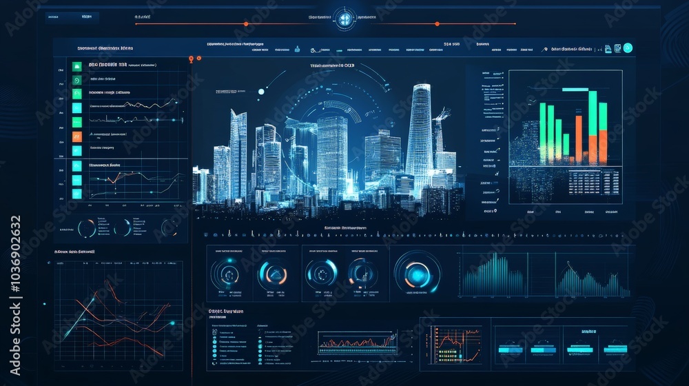 A smart city dashboard showing energy savings and carbon footprint reduction metrics in real time