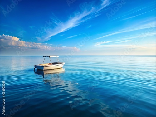 Serene Seascape with Empty Pedalo on Tranquil Waters, Perfect for Relaxation and Escape, Ideal for Vacation Themes and Nature Lovers, Embracing Calming Coastal Vibes photo