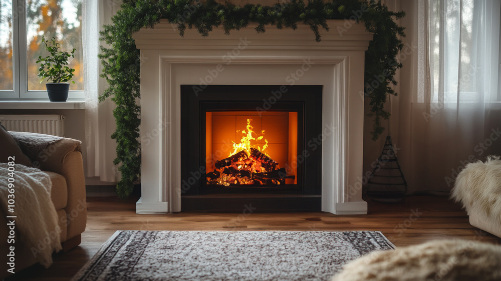 photo of a cozy fireplace at home photo of a cozy fireplace at home
