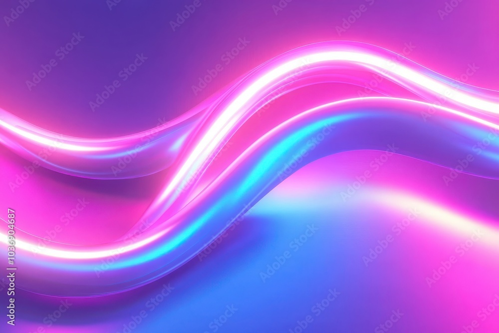 Neon Wave Gradient, Smooth flowing curves in vibrant neon colors, creating a mesmerizing visual rhythm and dynamic energy.