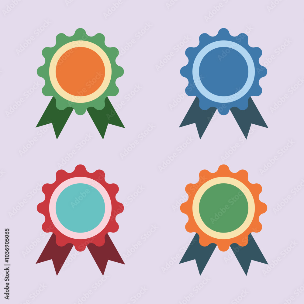 Award ribbon badge icon set vector Award ribbon badge icon set vector
