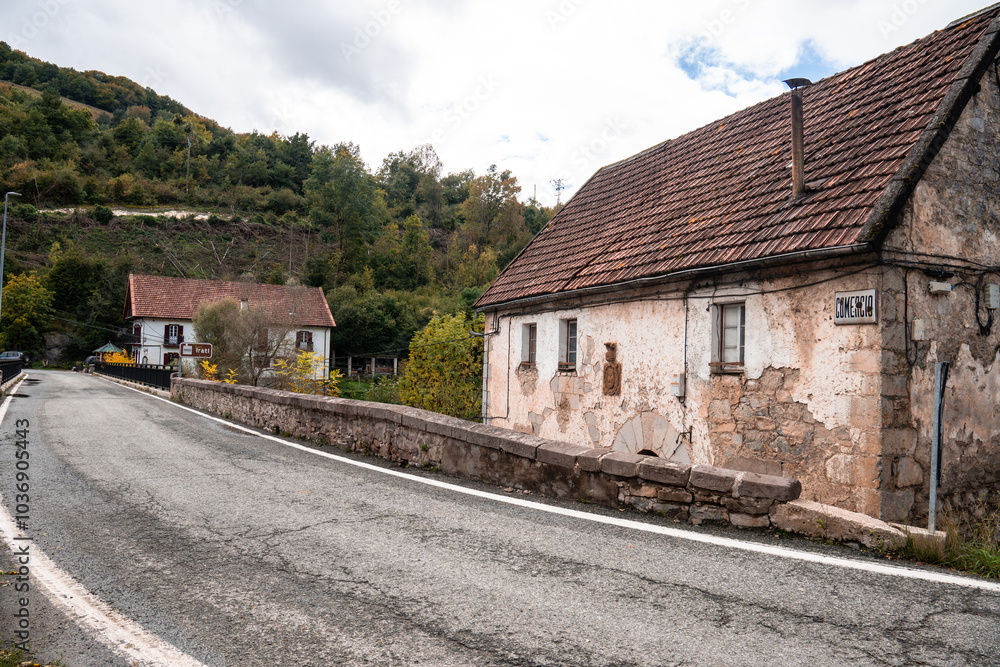 a small house on the side of a road. Aribe , Navarra a small house on the side of a road. Aribe , Navarra